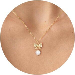 ⚡Pearl  14K Gold-plated White Gold-plated Dainty Pearl Necklace for Women